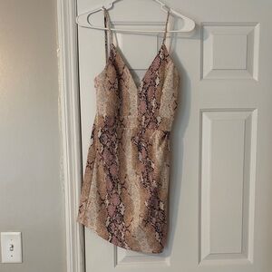 Snake Print V-Neck Skort Dress